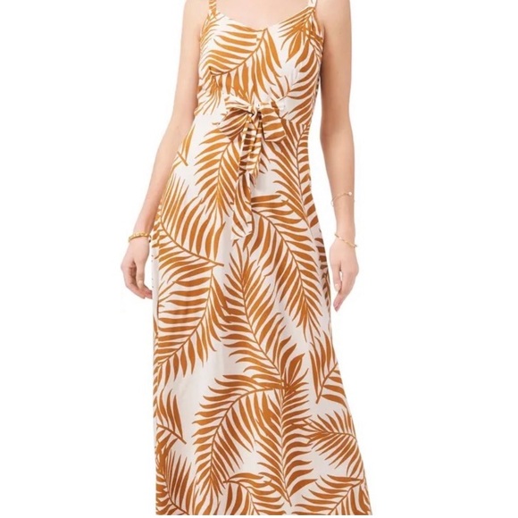 Vince Camuto Dresses & Skirts - Vince Camuto Palm Print High Waist Tie Front Maxi Silhouette Dress-L